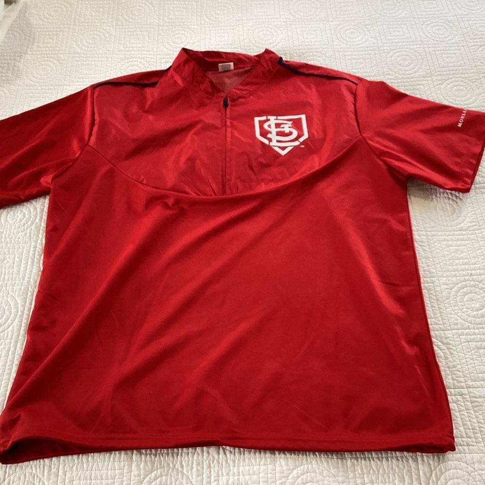 St. Louis Cardinals MLB 1/4 Zip Pullover Warm Up Jacket Monsanto XL - Picture 12 of 13